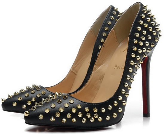 Christian Louboutin Pigalle Spike Studded Pumps Black/ Gold